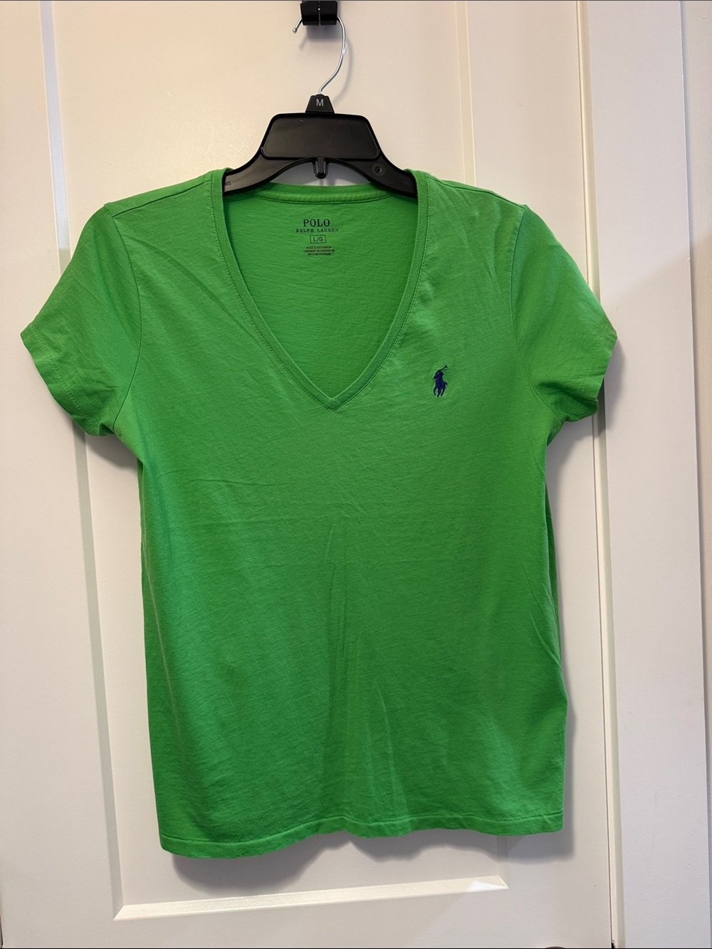 Polo by Ralph Lauren Women's Bright Green V-Neck Short Sleeve Tee size L